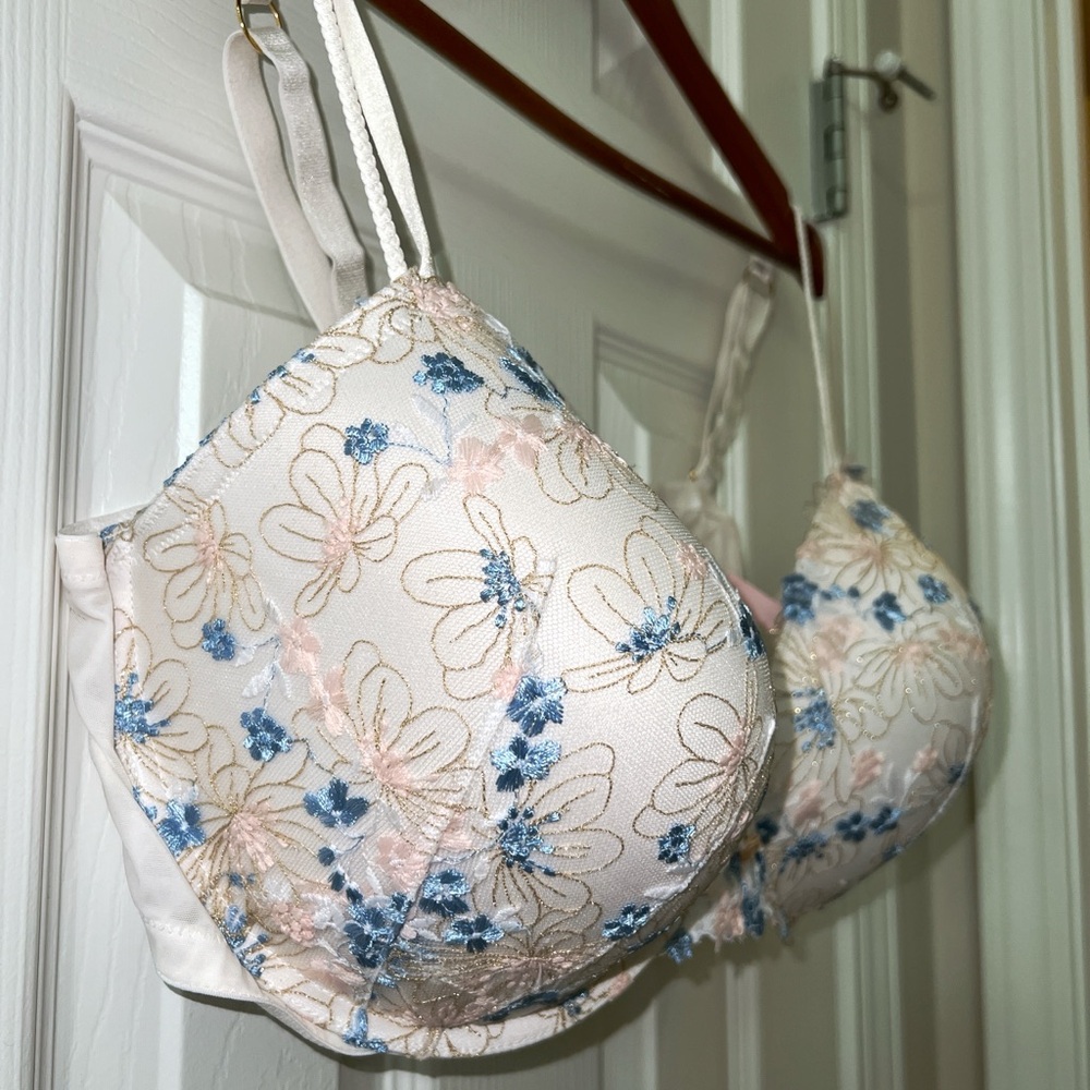 NWOT Victoria’s Secret Dream Angels Wildflower Embroidery Push Up Bra 40DD - Picture 9 of 11